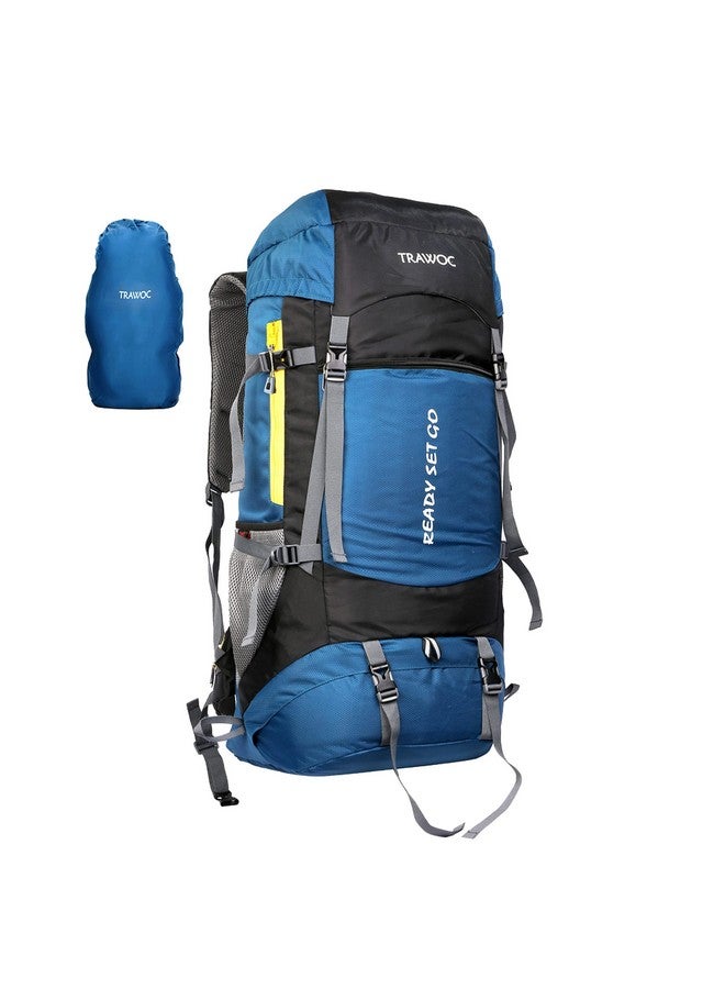 TRAWOC SPARCO 65L Travel Backpack Hiking Trekking Bag Camping Rucksack for Men & Women, Rain Cover/Shoe Compartment HK009 English Blue, 3 Year Warranty - Image 1