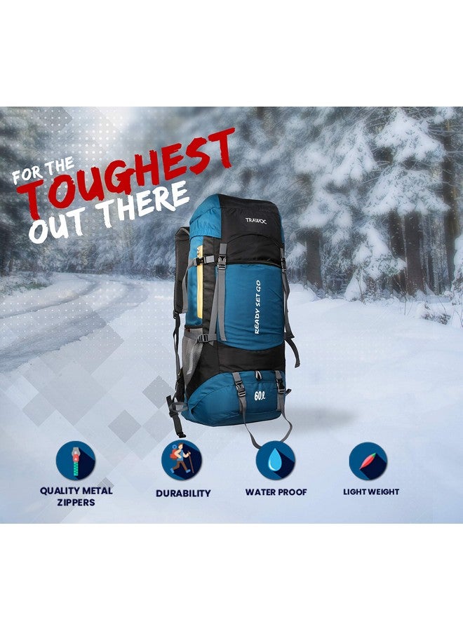 TRAWOC SPARCO 65L Travel Backpack Hiking Trekking Bag Camping Rucksack for Men & Women, Rain Cover/Shoe Compartment HK009 English Blue, 3 Year Warranty - Image 5