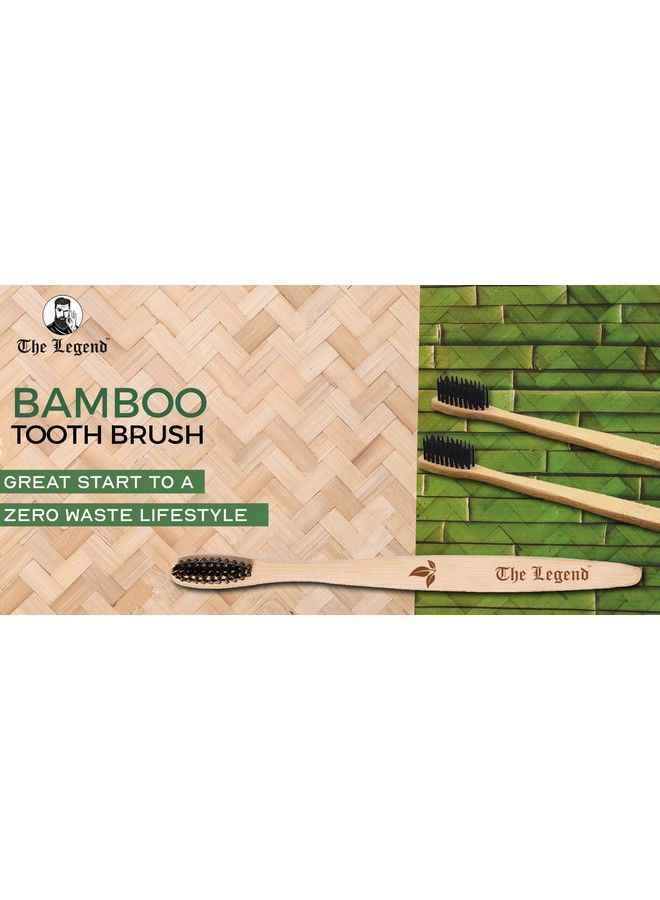 The Legend Bamboo Wooden Toothbrush With Activated Charcoal Infused Brishtles Pack Of 3 Units 1 Storage Bag - Image 4