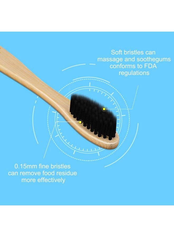 The Legend Bamboo Wooden Toothbrush With Activated Charcoal Infused Brishtles Pack Of 3 Units 1 Storage Bag - Image 3