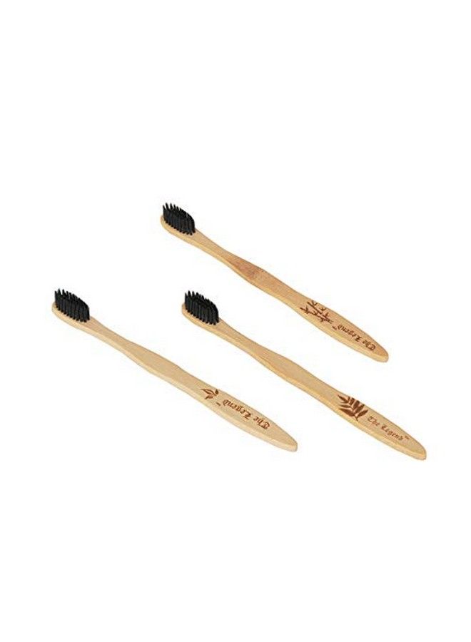 The Legend Bamboo Wooden Toothbrush With Activated Charcoal Infused Brishtles Pack Of 3 Units 1 Storage Bag - Image 1