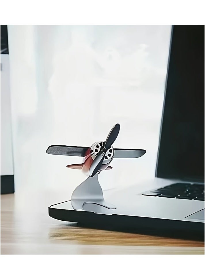 Bukela Solar-Powered Plastic Aircraft Dashboard Ornament - Car Interior Decoration for Men and Women, Creative Desktop Accessory for Car Enthusiasts, Ideal Gift - Black - Image 4