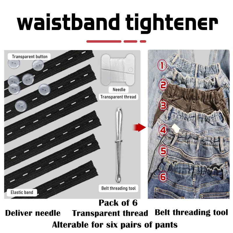 Fizzest Jeans Button Tightener Pants Adjuster Waist Tightener for Pants Women Men and Children,Waist Clip Pack of 6 Black - Image 5