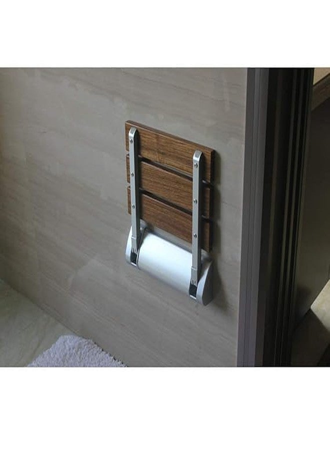 Marcoware Multi-Purpose Foldable Wall Mounted Shower/Steam Room/Shoe Wearing Chair Bench Burmese Teak - Image 4