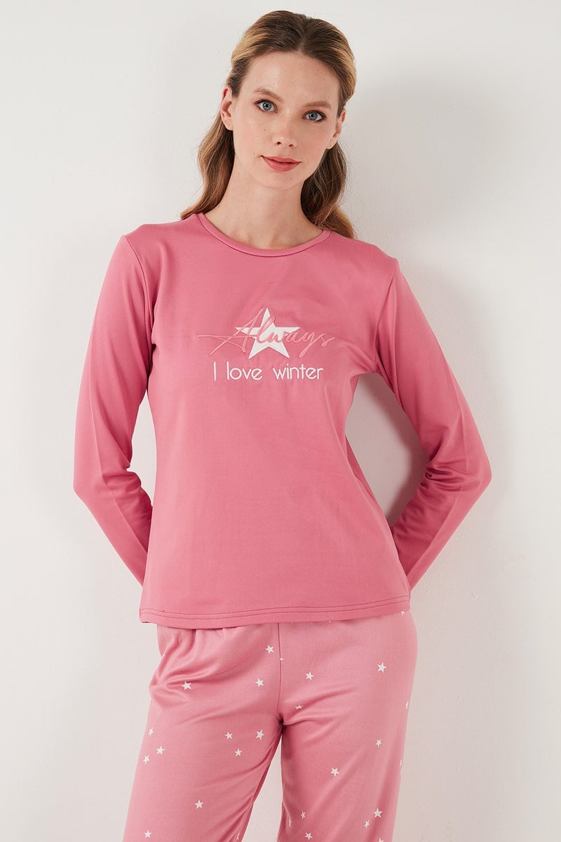 Lela Regular Fit Patterned Crew Neck Pajama Set Women's Pajama Set 65719102  - Image 4