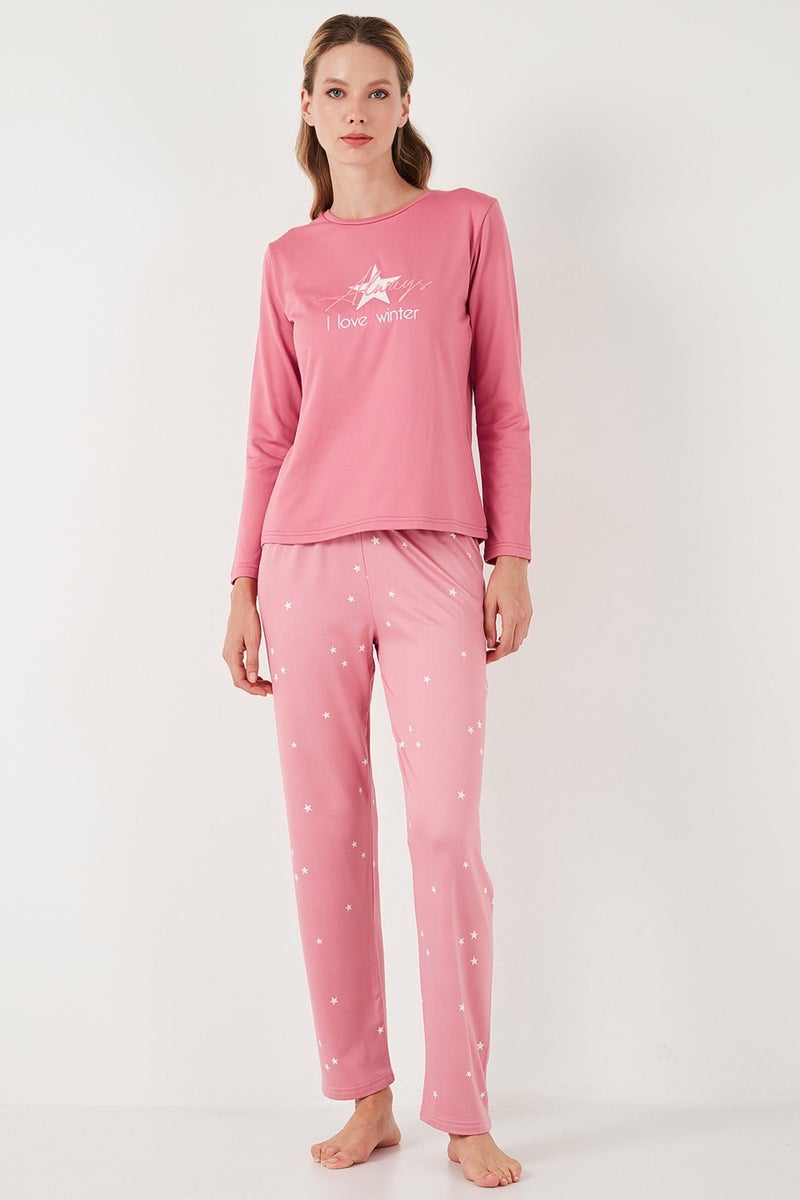 Lela Regular Fit Patterned Crew Neck Pajama Set Women's Pajama Set 65719102  - Image 5