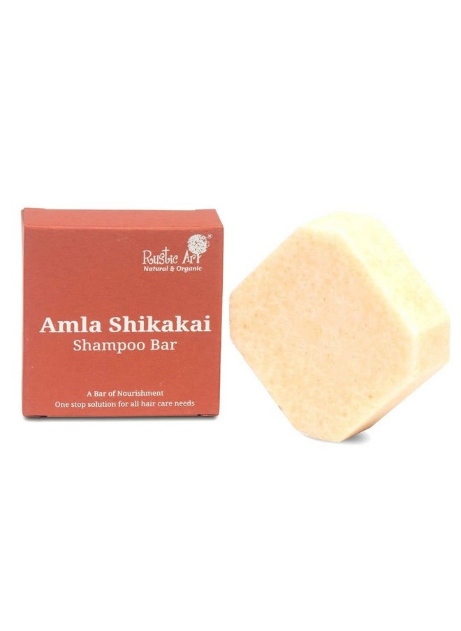 Rustic Art - Amla Shikakai Organic Shampoo Bar Methi Ginger Mango Butter Reduces Hair Fall Detangles Sulphate & Paraben Free Natural & Organic 75 Gm - Image 1