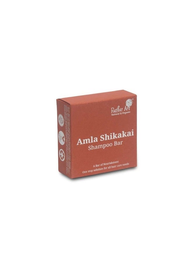 Rustic Art - Amla Shikakai Organic Shampoo Bar Methi Ginger Mango Butter Reduces Hair Fall Detangles Sulphate & Paraben Free Natural & Organic 75 Gm - Image 1