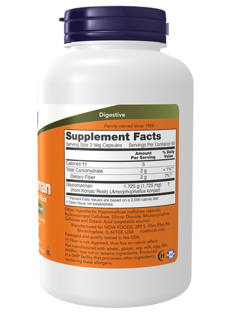 ناو فودز كبسولات مكمل غذائي جلوكومانان 575 ملجم - 180 كبسولة - Image 2