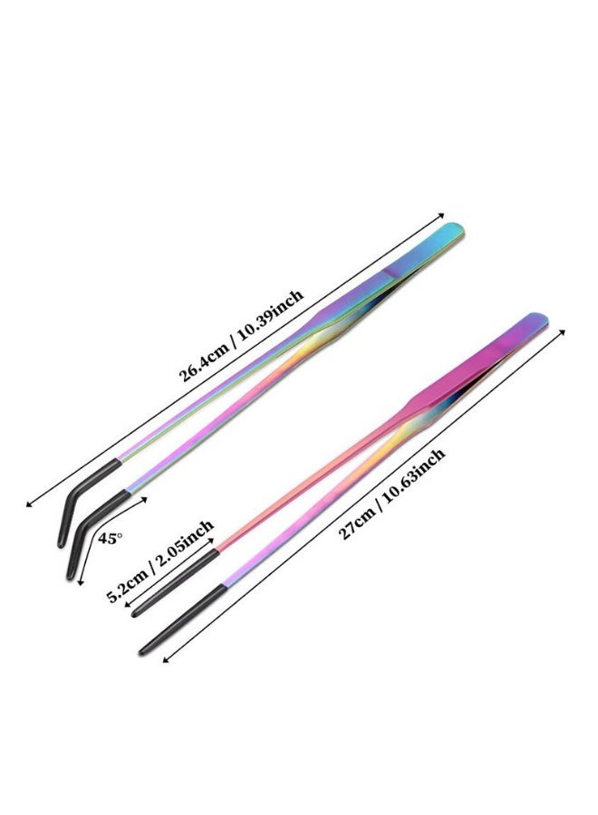 2PCS Stainless Steel Reptile Feeding Tongs, 27cm Straight & Curved, for Bearded Dragon, Snake Tanks, Aquariums & Crafts - Image 2