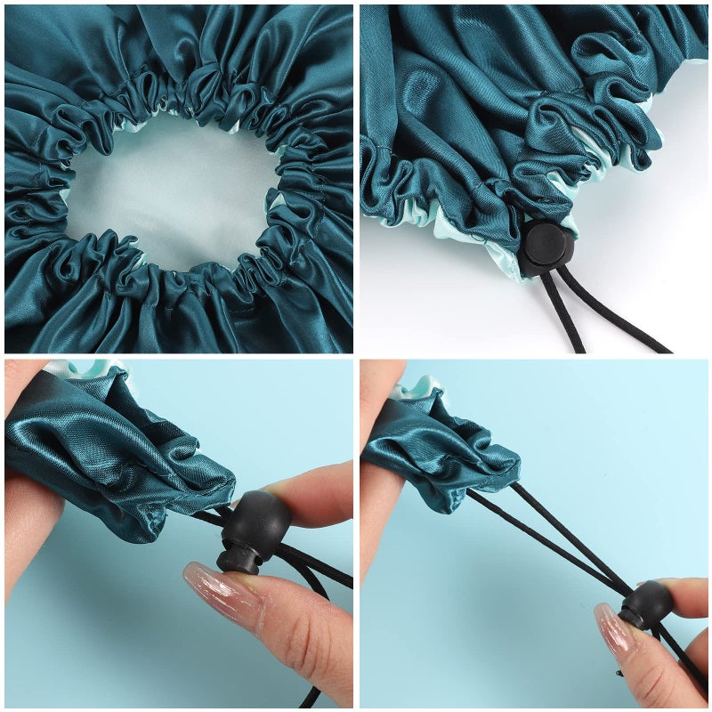 Pengxiaomei 2 Pack Satin Bonnet for Sleeping, Adjustable Double Layer Satin Cap for Natural and Curly Hair - Image 3