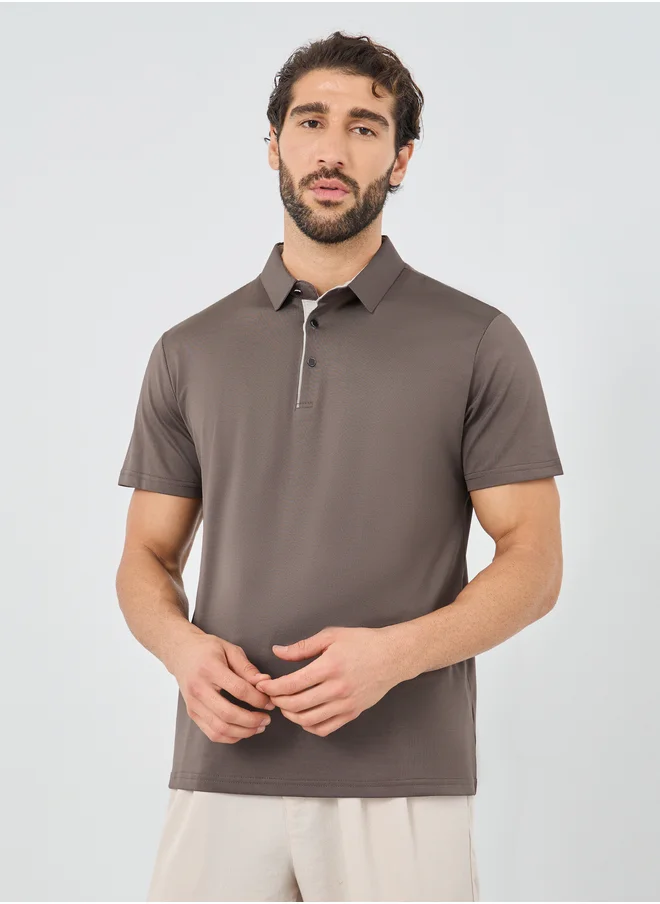 ستايلي Styli Contrast Placket Regular Fit Polo T-Shirt