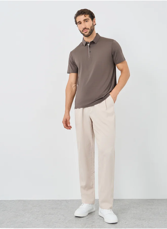 ستايلي Styli Contrast Placket Regular Fit Polo T-Shirt