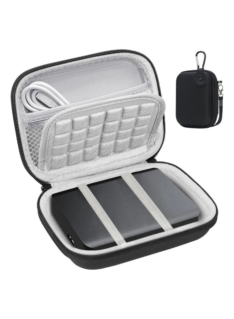 فلوفازو حافظة قرص صلب خارجي سوداء مقاس 2.5 بوصة مع مساحة تخزين وخطاف تعليق - تتسع لكابلات USB وسماعات الأذن والشواحن والملحقات - منظم محمول شامل للسفر والمكتب والمنزل - Image 1