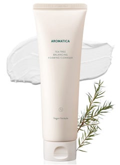 AROMATICA AROMATICA Tea Tree Balancing Foaming Cleanser 6.35oz / 180g, Vegan Double Cleanser Face Wash For Oily Skin, EWG Verified  - Image 1