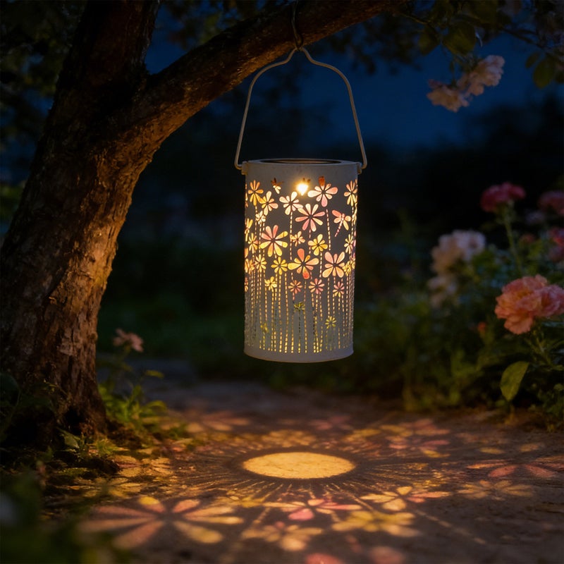 Iron White Flower Bird Hollow Projection Light Color Shadow Lamp for Villa Garden Hanging Lamp - Image 3