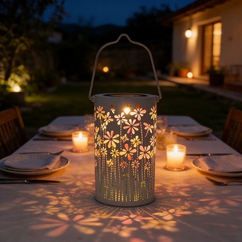 Iron White Flower Bird Hollow Projection Light Color Shadow Lamp for Villa Garden Hanging Lamp - Image 4