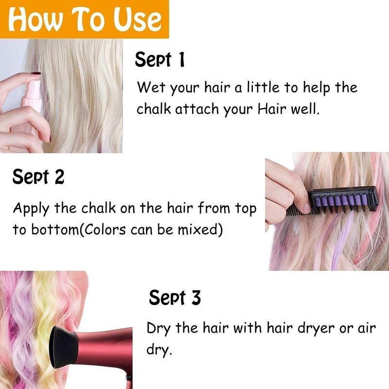 MSDADA 10 Color Hair Chalk for Girls - Hair Chalk Comb Kids Temporary Hair Color Dye - Teen Girl Gift Hair Stuff Accessories Makeup Kit Christmas Gifts Toys for Girls Age 6 7 8 9 10 11 12 13 Year Old - Image 5