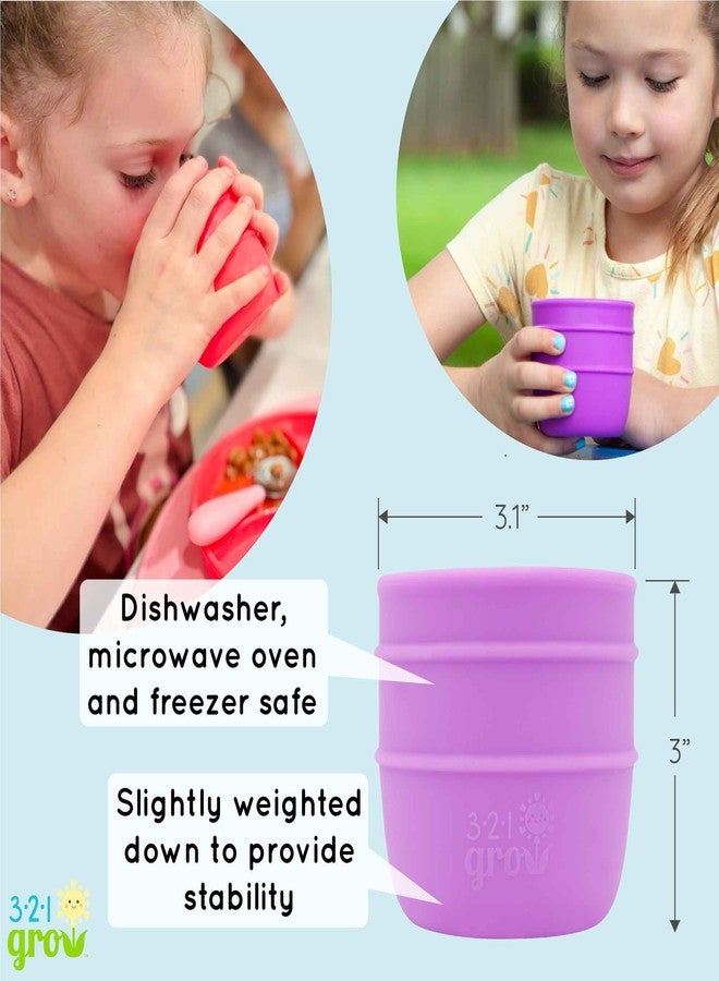 321 Grow Drink with Me Cup Set – 2 Silicone Kids Cups – Easy Grip Ribbed Design – Weighted for Stability – Soft, Safe Unbreakable Open Cup Training – Dishwasher and Microwave Safe (Watermelon) - Image 2
