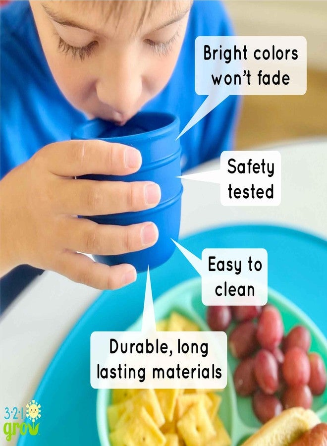 321 Grow Drink with Me Cup Set – 2 Silicone Kids Cups – Easy Grip Ribbed Design – Weighted for Stability – Soft, Safe Unbreakable Open Cup Training – Dishwasher and Microwave Safe (Watermelon) - Image 5