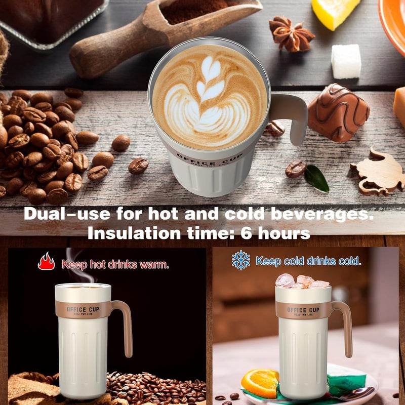 KPS Coffee Tumbler with Lid Handle Smart Touch Temperature Display Cup Double Wall Insulated Stainless Steel Mug Hot Cold Beverages for TravelOfficeHome Pack of 1Multicolor650ml - Image 4