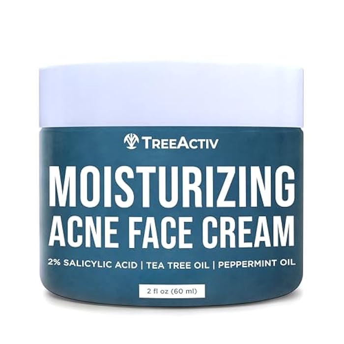 TreeActiv Acne Cream Original Formula, 2 fl oz, 2% Salicylic Acid Face Moisturizer for Oily & Acne-Prone Skin, Lightweight Hydrating Facial Cream - Image 1