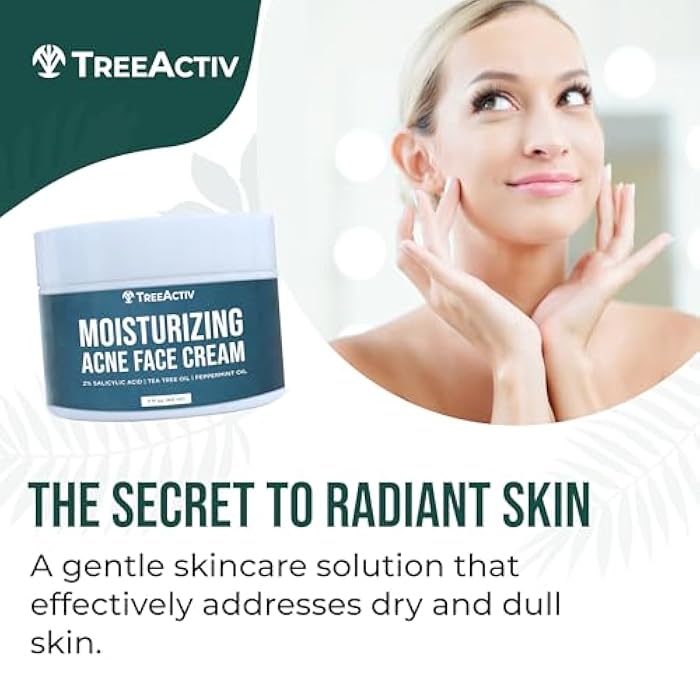 TreeActiv Acne Cream Original Formula, 2 fl oz, 2% Salicylic Acid Face Moisturizer for Oily & Acne-Prone Skin, Lightweight Hydrating Facial Cream - Image 3