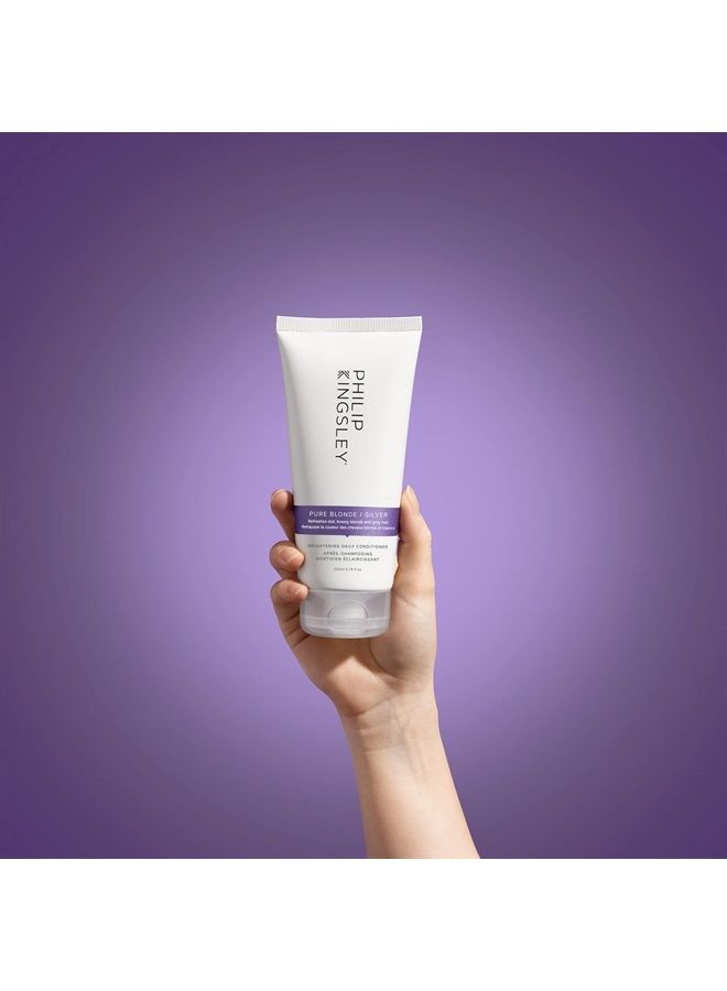Philip Kingsley Pure Blonde/Silver Brightening Daily Purple Conditioner for Blonde Gray Brassy Colored Highlighted Bleached Hair Toner for Orange Brassiness and Yellow Tones, 6.76 oz