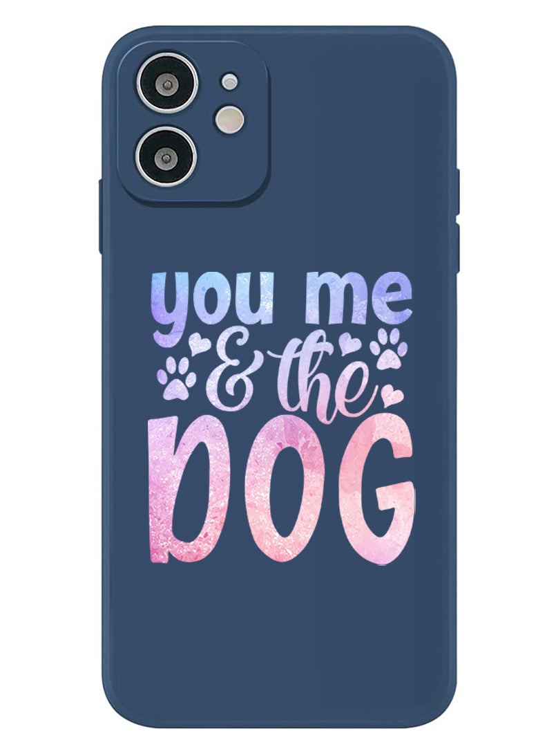 Theodor Protective Slim Fit Case Liquid Silicone Cover with Full Body Protection Anti-Scratch Shockproof Case For iPhone 12 Blue  - You me and the dog copy - Image 1