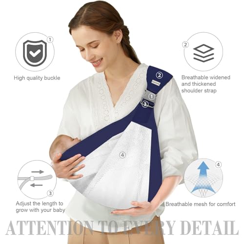 HVG TRADERS Baby Carrier Newborn to Toddler, Ergonomic 3D Mesh Baby Wrap Carrier, Adjustable Baby Sling with Thick Shoulder Straps, Lightweight & Breathable Carrier for 0-30Months Infant - Image 3