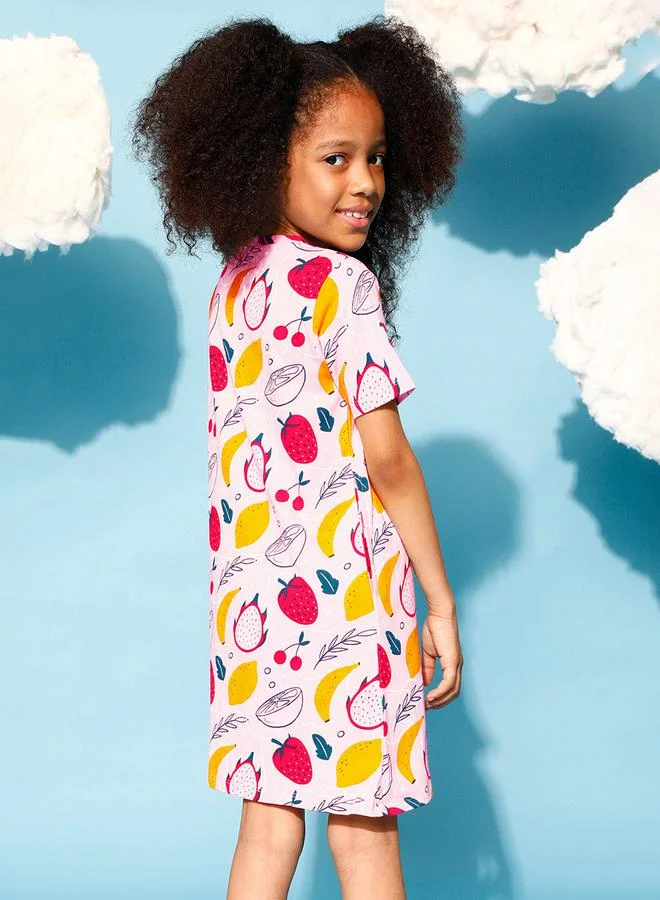 Clovia Cubs Fruit Print Round Neck Night Dress by Styli