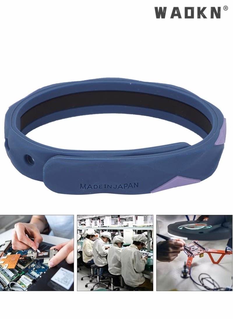 WAOKN Anti Static Wristband, Silicone Wireless Antistatic Wrist Strap Anti Static Wristband Improve Sleep Winter Electrostatic Removal Bracelet for Men and Woman (Navy blue)  - Image 2