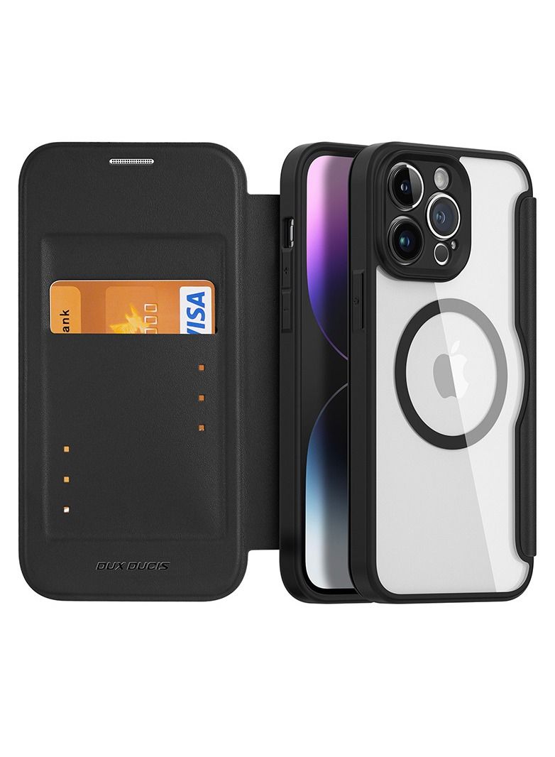 DUX DUCIS Case for iPhone 14 Pro Max Case Wallet Compatible with Magsafe, Shockproof Translucent Back Slim Full Protective Flip Folio Wallet Case with Card Slot PU Leather Cover for 14 Pro Max 6.7"  - Image 1