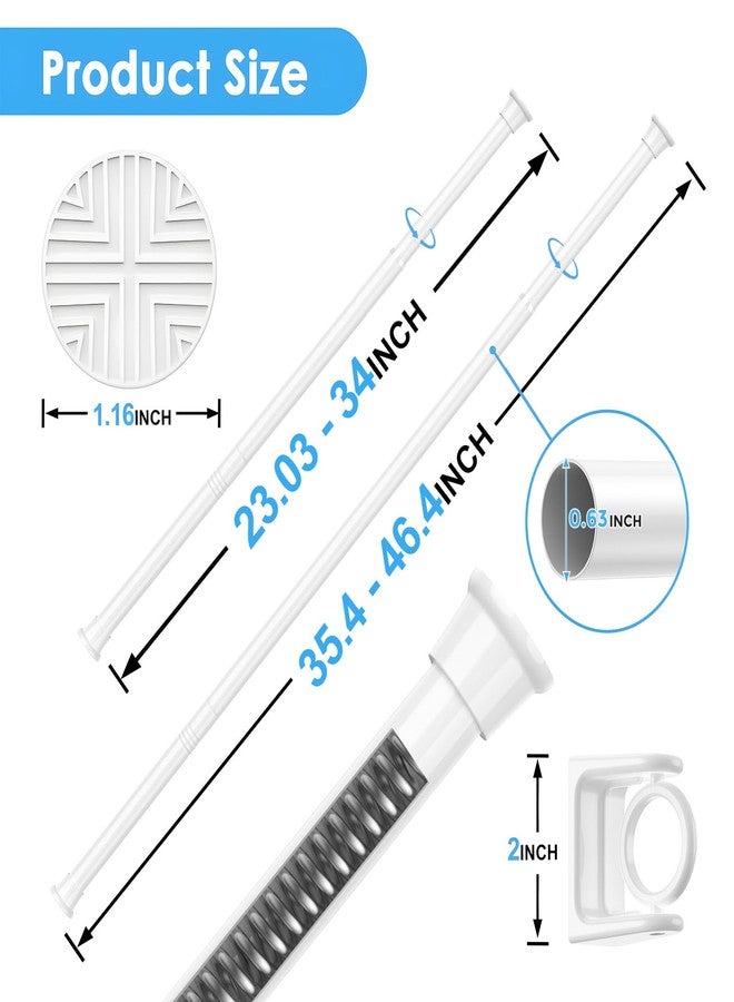 AIZESI 1PCS Spring Tension Curtain Rods 23 to 48 Inch White Tension Rod Spring Curtain Rod Short Curtain Rod Tension Adjustable Curtain Rods for Window, (With One Set Rod Holder) - Image 3