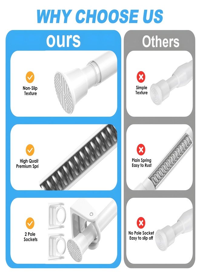 AIZESI 1PCS Spring Tension Curtain Rods 23 to 48 Inch White Tension Rod Spring Curtain Rod Short Curtain Rod Tension Adjustable Curtain Rods for Window, (With One Set Rod Holder) - Image 4