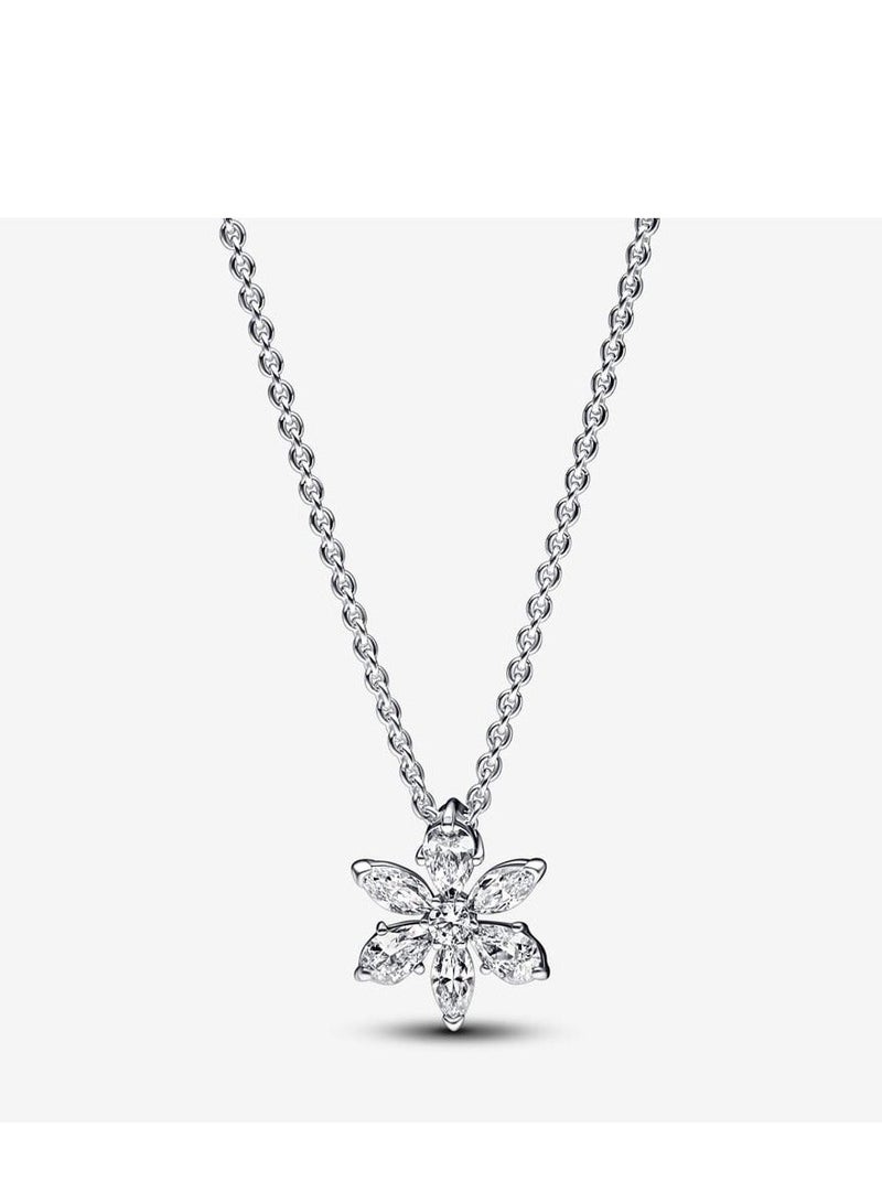 Pan Home Silver petal-shaped necklace clavicle chain - Image 1