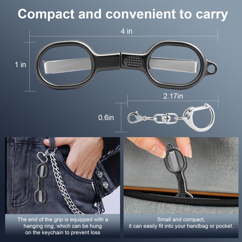 BSADIY 2 Pcs Folding Stainless Steel Portable Mini Travel Scissors  Safety Foldable Pocket Badge Small Scissors All Purpose With 2 Keychain For Travel  Office  Craft  Sewing  Nurse Accessories (Gray Black) - Image 3
