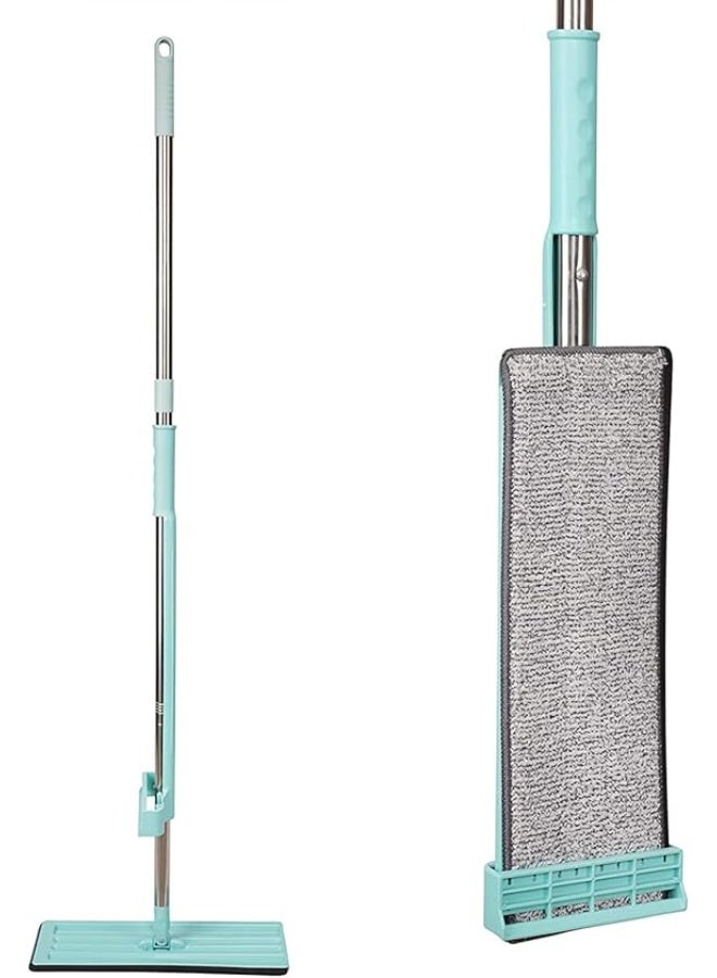 ممسحة مايكروفيم مسطحة جافة ورطبة بزاوية 360 درجة مع عصر ذاتي، لا حاجة للدلو، لتنظيف الأرضيات الخشبية والباركيه والبلاط في المنزل والمكتب (ألوان متعددة). - Image 1