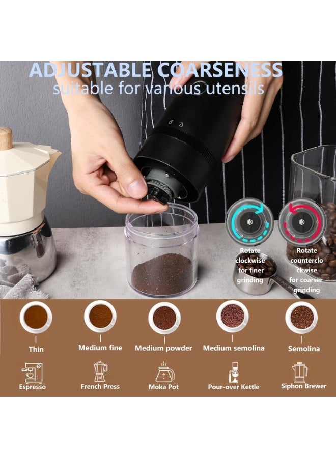 بينغ جنرال مطاحن القهوة الكهربائية المحمولة ، أسود ، آلة طحن مخروطة مع حاويات زجاجية - Image 4