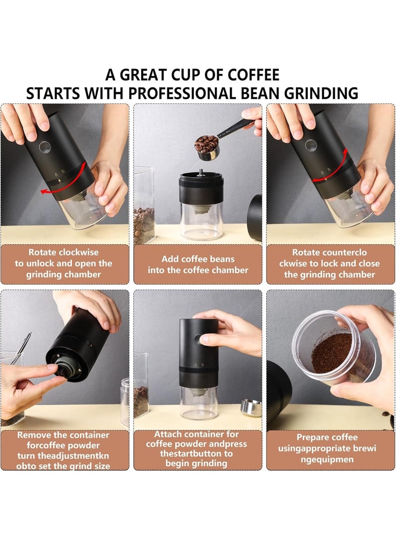 بينغ جنرال مطاحن القهوة الكهربائية المحمولة ، أسود ، آلة طحن مخروطة مع حاويات زجاجية - Image 5