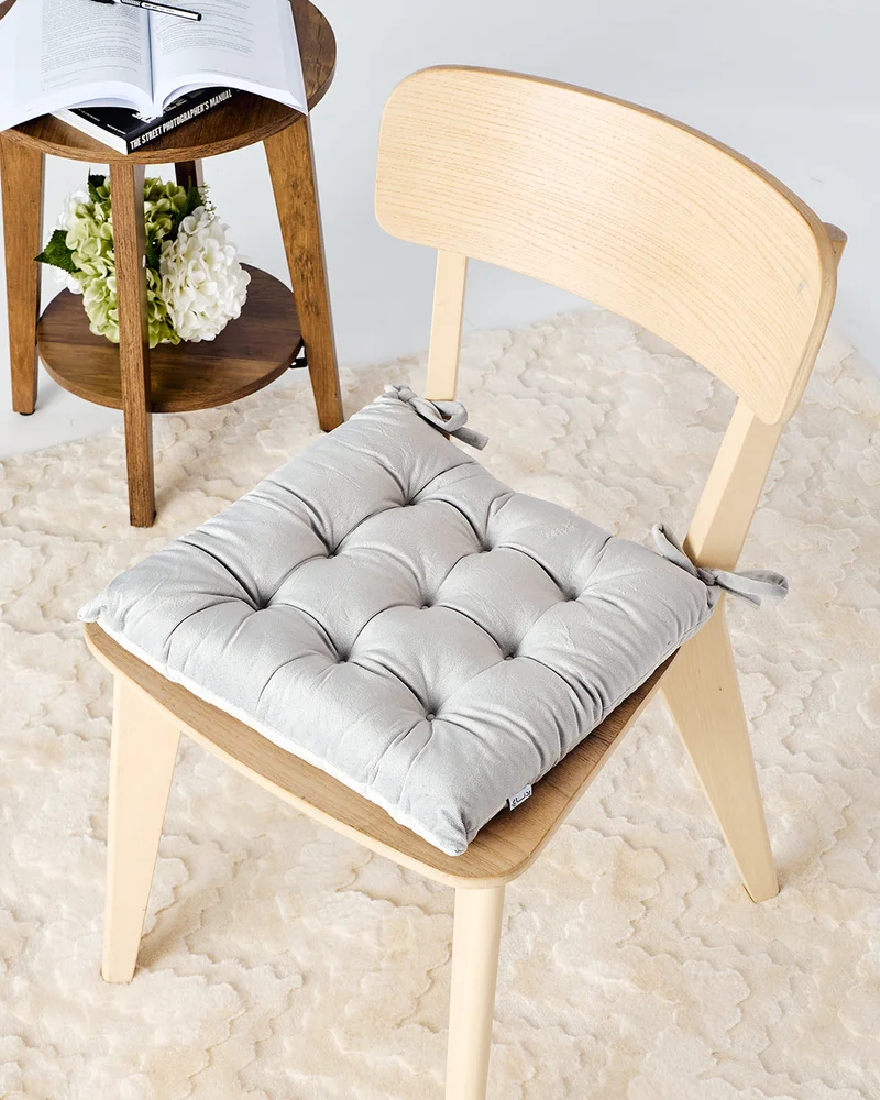 REDTAG Grey Velvet Plain Chairpad