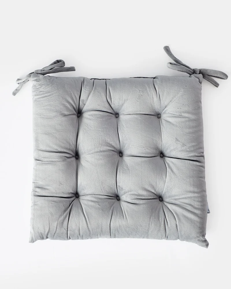REDTAG Grey Velvet Plain Chairpad