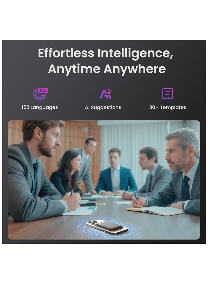 AI Voice Recorder, Note Voice Recorder - Transcribe & Summarize, AI Noise Cancellation Technology, Supports 152 Languages, 64GB Memory APP Control Audio Recorder for Lectures, Meetings, Calls - Image 4