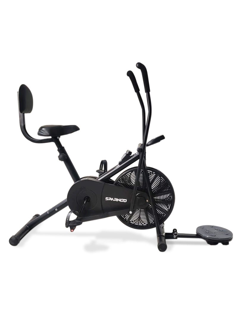 Sparnod Fitness - SAB-05_T Upright Air Bike Exercise Cycle For Home Gym Dual Action, Full Body Workout, Adjustable Resistance, Height-Adjustable Seat With Backrest, Ab Twister, Self-Install 1Yr Warranty - Image 1