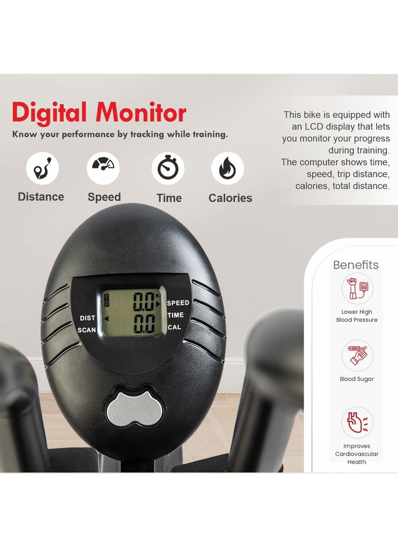 Sparnod Fitness - SAB-05_T Upright Air Bike Exercise Cycle For Home Gym Dual Action, Full Body Workout, Adjustable Resistance, Height-Adjustable Seat With Backrest, Ab Twister, Self-Install 1Yr Warranty - Image 1