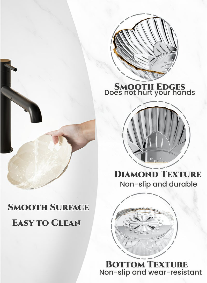 8Pcs Gold-Rimmed Clear Dessert Plate Free Forks Stainless Steel Rack Set,Elegant Snack Serving Tray Set for Fruit, Sweets & Ramadan,Bone Dishes,Thick, Dishwasher Safe for Home & Party Decor - Image 5