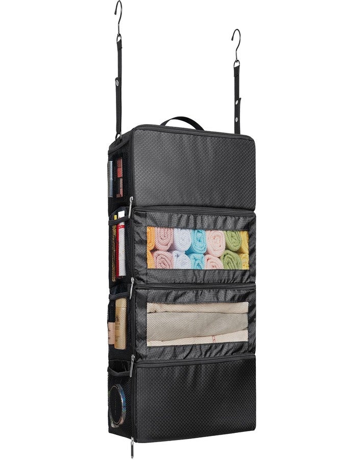 Vokelater Suitcase Organizer, Travel Luggage Organizer Hanging Shelves Packing Cube Closet/Collapsible Portable Travel Organizer for Carry-on, Extra Large, Black - Image 1