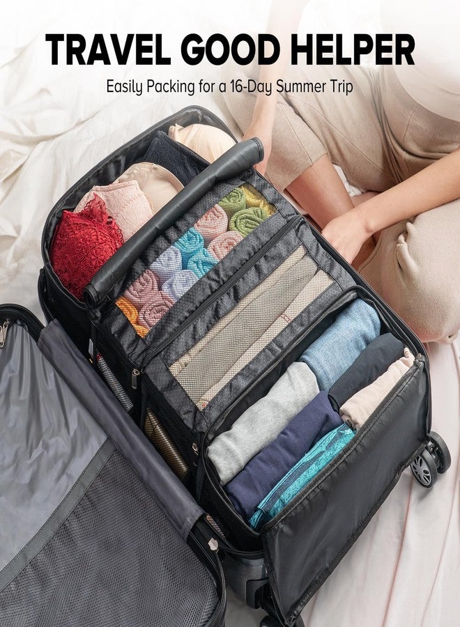 Vokelater Suitcase Organizer, Travel Luggage Organizer Hanging Shelves Packing Cube Closet/Collapsible Portable Travel Organizer for Carry-on, Extra Large, Black - Image 5