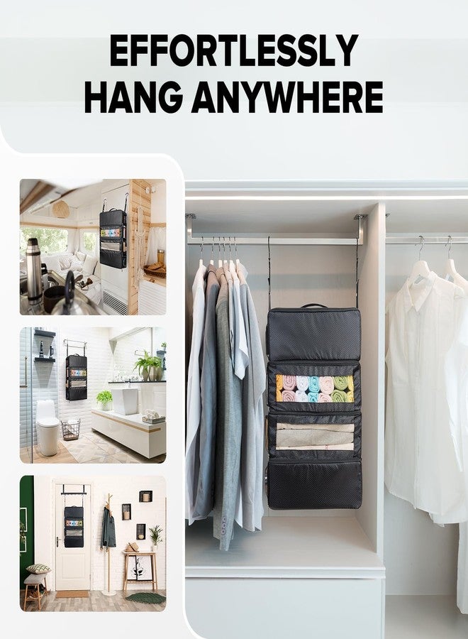 Vokelater Suitcase Organizer, Travel Luggage Organizer Hanging Shelves Packing Cube Closet/Collapsible Portable Travel Organizer for Carry-on, Extra Large, Black - Image 4