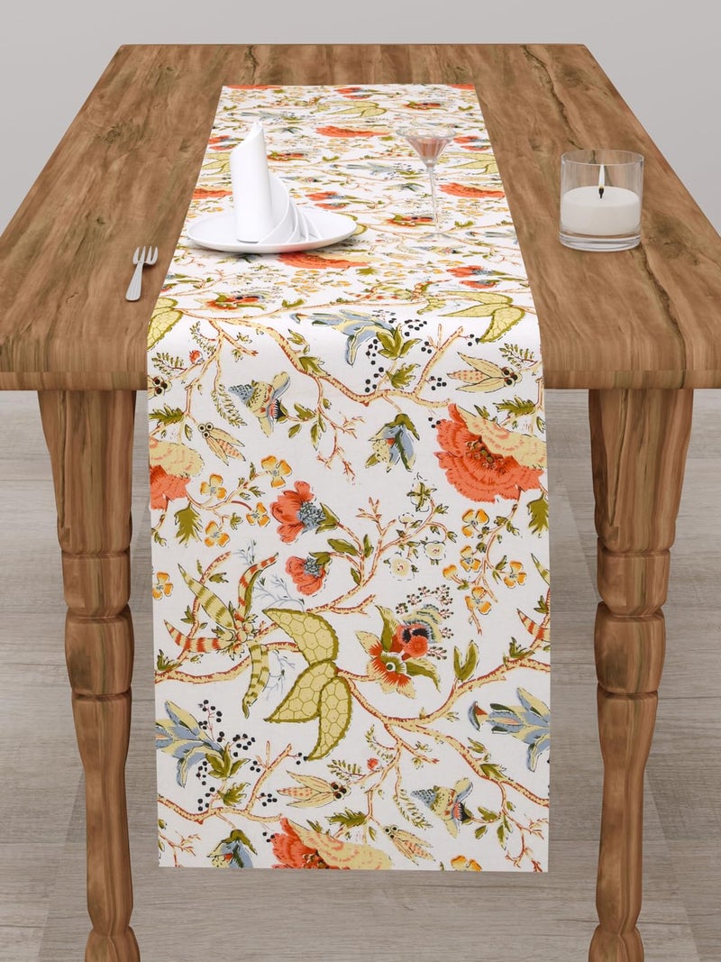 Clasiko Dining Table Runner; 14x72 Inches; Cotton; Floral Fantasy - Image 2